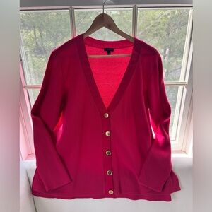 Talbots Bright Pink V-Neck Button Front Cardigan